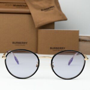 BRAND NEW Burberry BE3148D 10171A Black Gold Lillac Oval Unisex Sunglasses